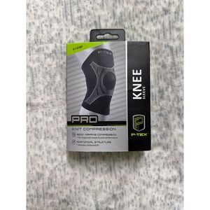 P-TEX PRO Knit Compression Knee Sleeve Black Gray XL P-TEXK500 Athletic Support